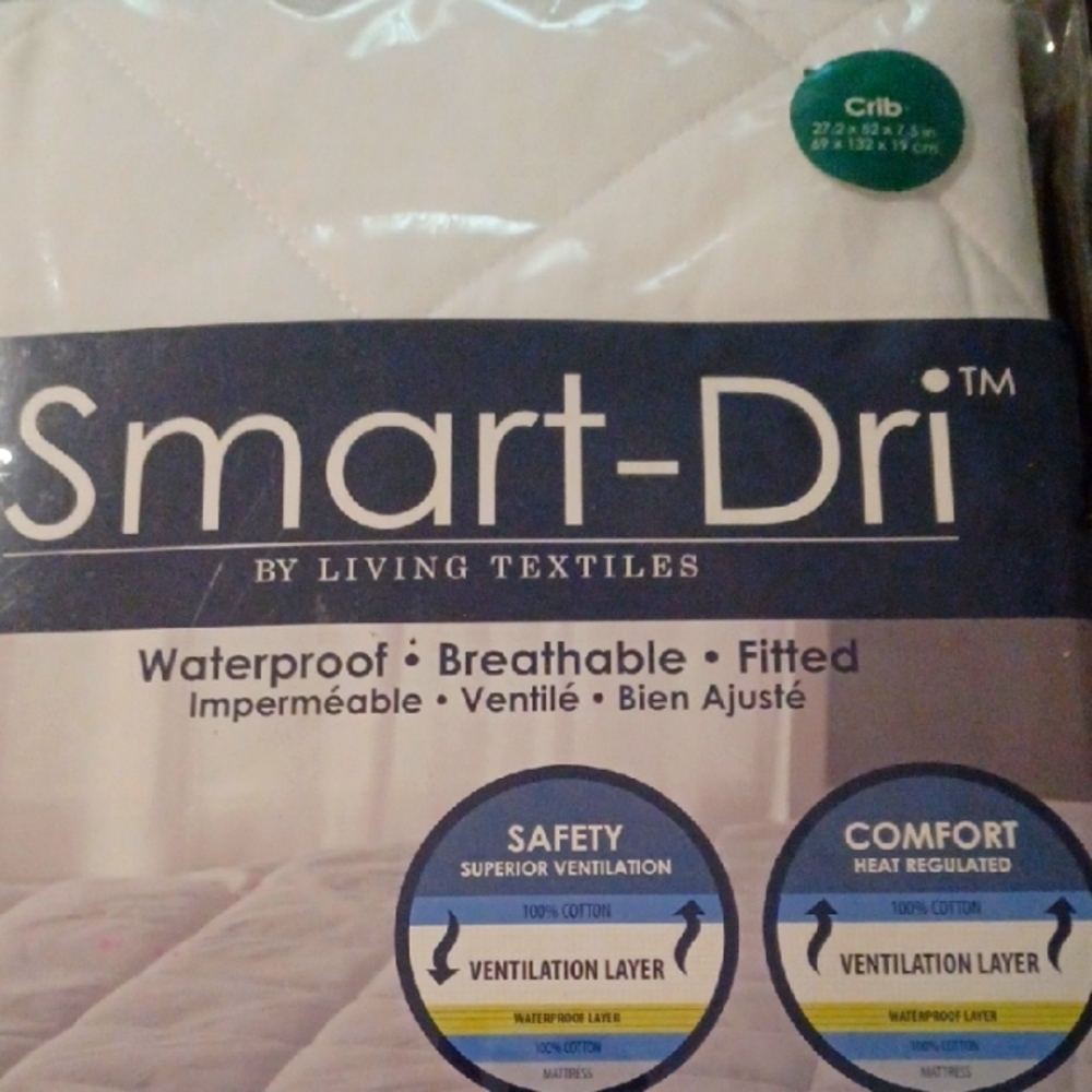 SmartDri By LIVING TEXTILES Waterproof Breathable Fitted Crib Mattress Protector
